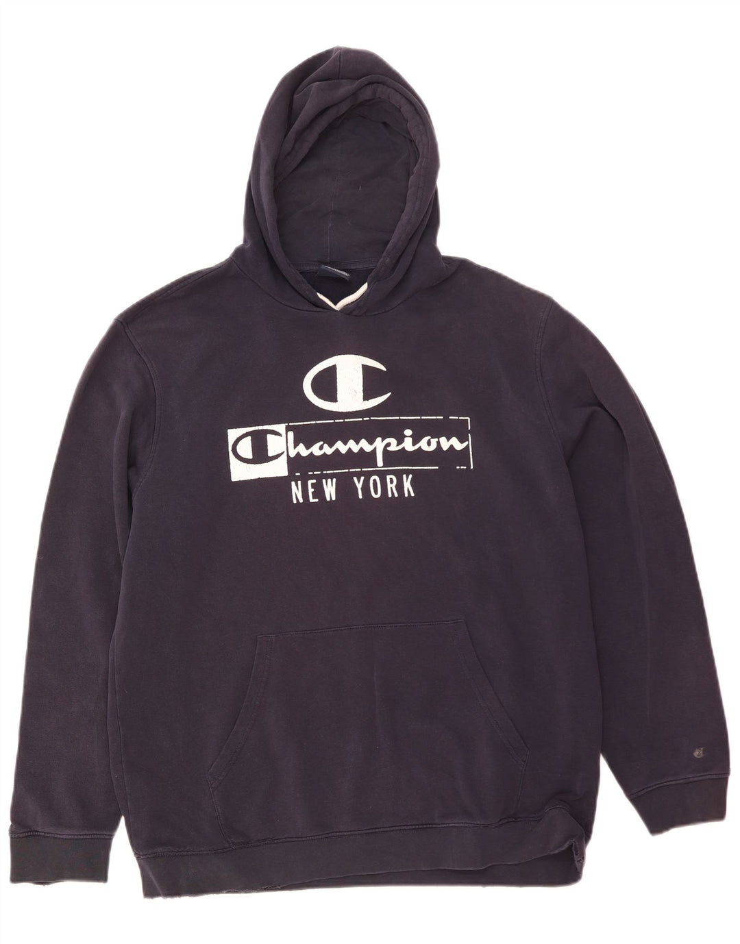 Champion Mens Graphic Hoodie Jumper 2XL Navy Blue
