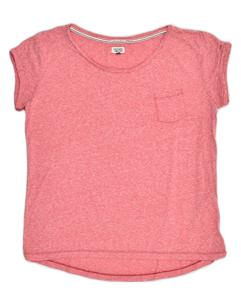 TOMMY HILFIGER Womens T-Shirt Top UK 16 Large Pink Flecked Polyester | Vintage Hilfiger Denim | Thrift | Second-Hand Hilfiger Denim | Used Clothing | Messina Hembry 