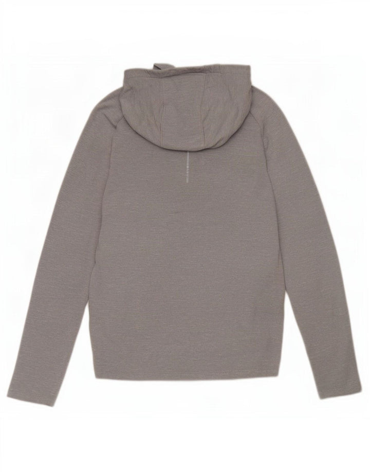 Nike Mens Dri Fit Hooded Top Long Sleeve Medium Grey Flecked Polyester