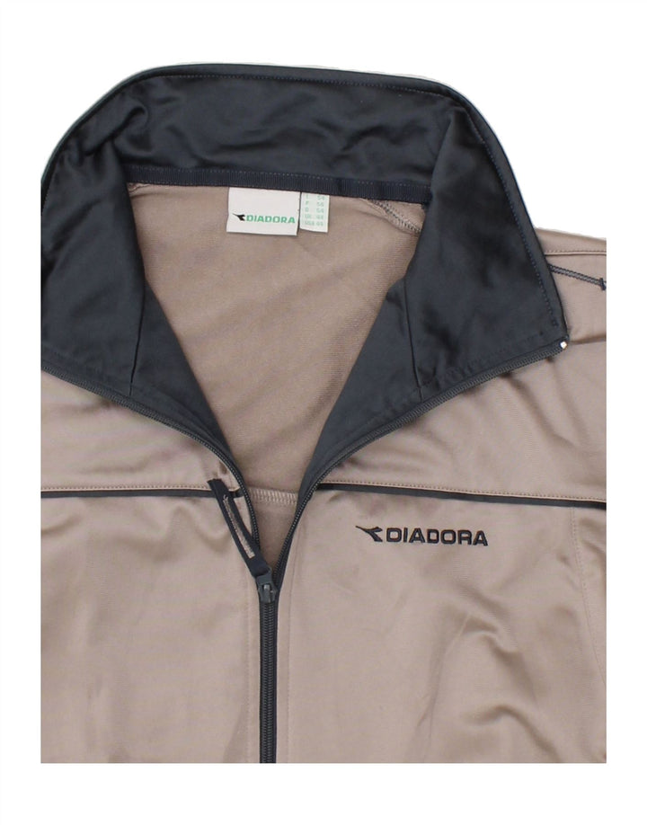 DIADORA Mens Tracksuit Top Jacket UK 44 XL Grey Colourblock Polyester Vintage Diadora and Second-Hand Diadora from Messina Hembry 