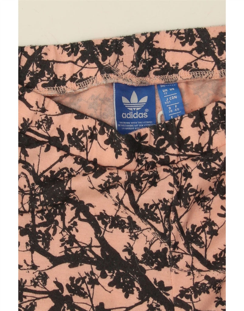 ADIDAS Womens Graphic Leggings UK 12 Medium  Pink Floral Polyester Vintage Adidas and Second-Hand Adidas from Messina Hembry 