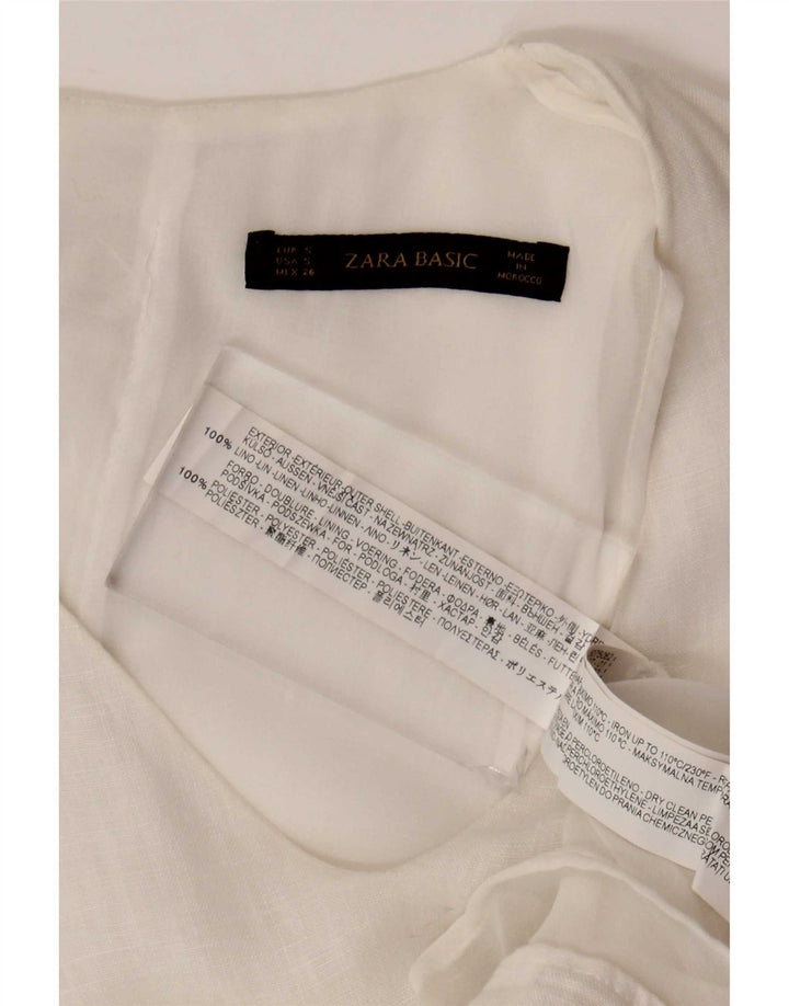 Zara Womens Sleeveless Shift Dress UK 10 Small White Linen