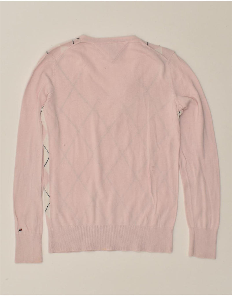 TOMMY HILFIGER Womens V-Neck Jumper Sweater UK 10 Small Pink | Vintage Tommy Hilfiger | Thrift | Second-Hand Tommy Hilfiger | Used Clothing | Messina Hembry 