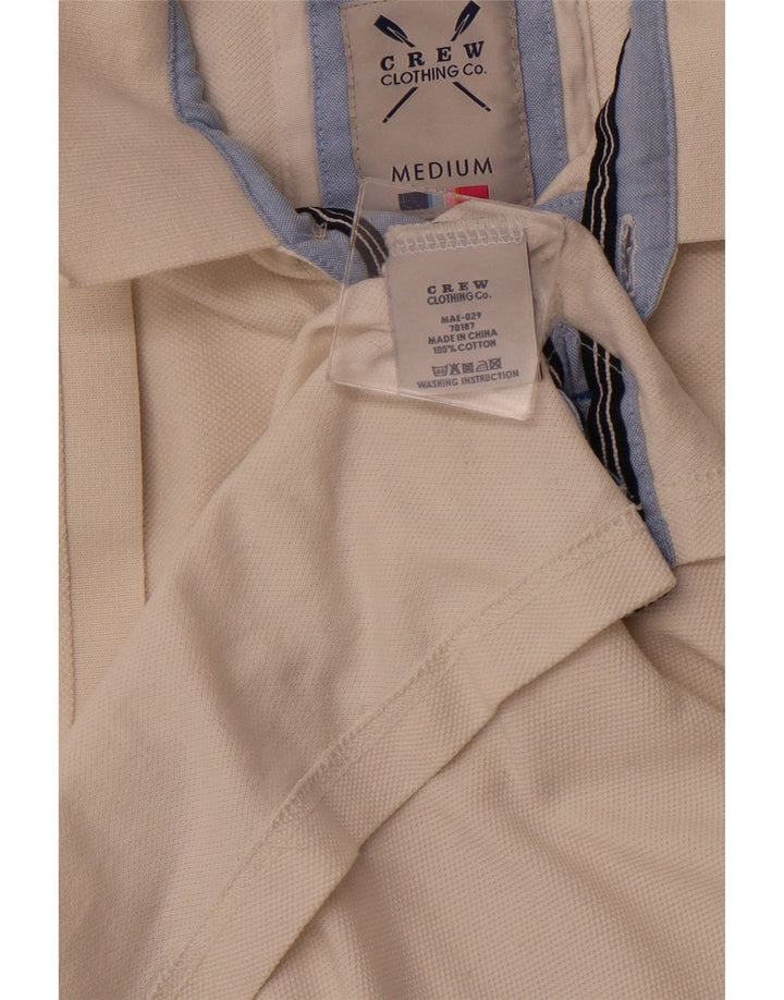 CREW CLOTHING Mens Graphic Polo Shirt Medium White Cotton