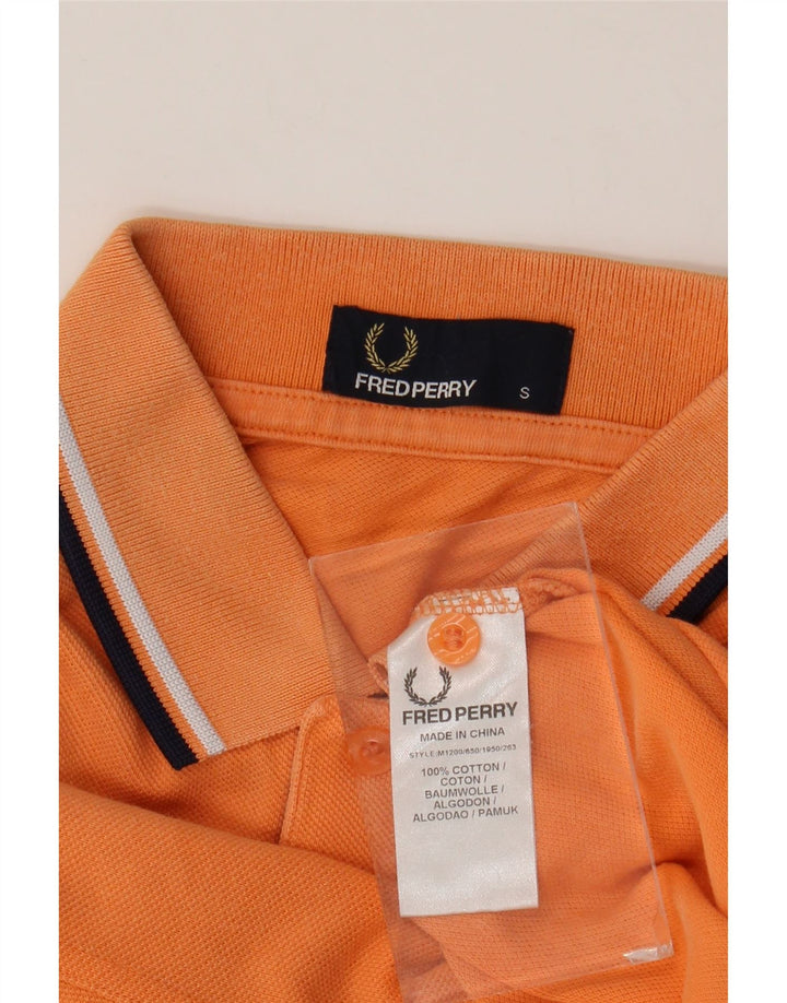FRED PERRY Mens Polo Shirt Small Orange Cotton