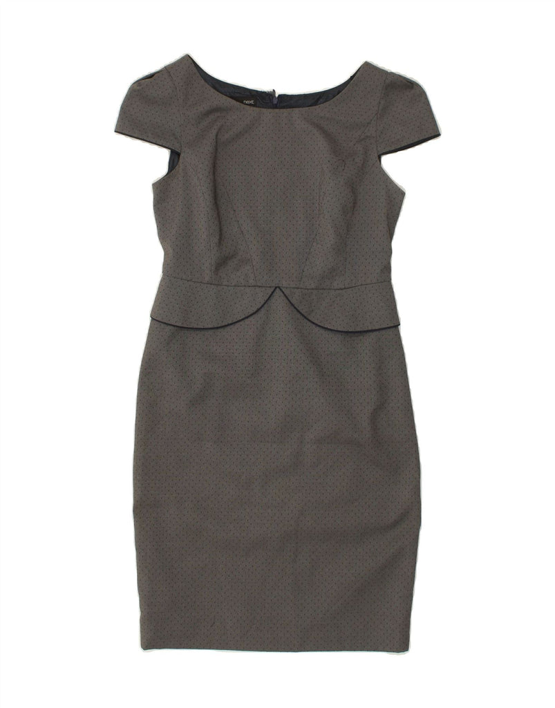 NEXT Womens Bodycon Dress UK 10 Small Grey Spotted Polyester Vintage Next and Second-Hand Next from Messina Hembry 