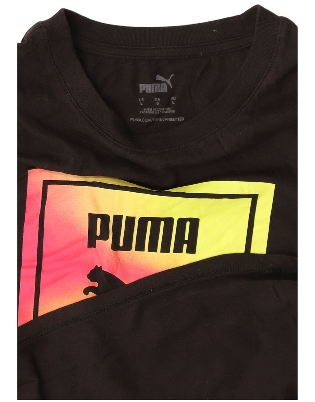 PUMA Womens Graphic T-Shirt Top UK 14 Large Black