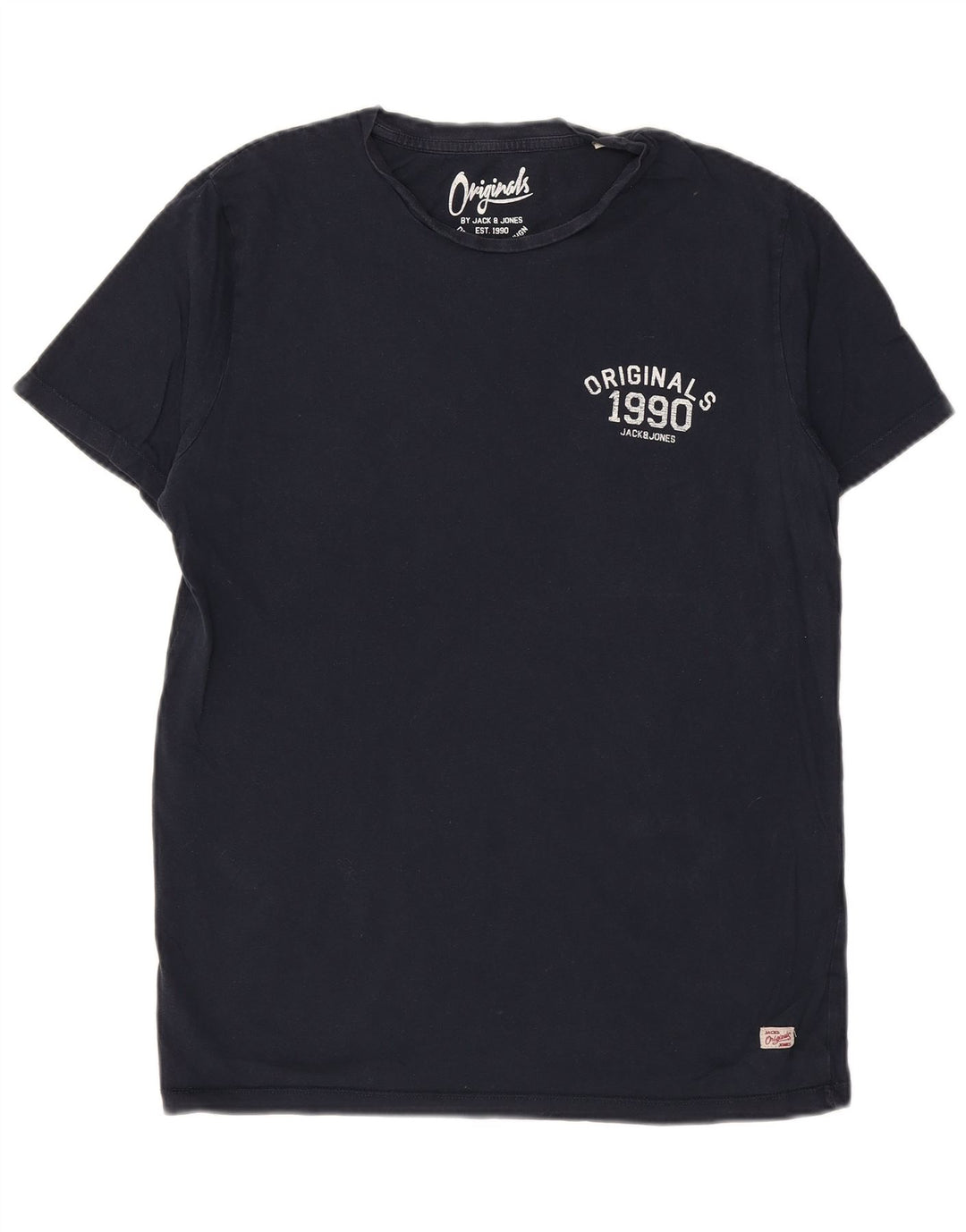 JACK & JONES Mens Graphic T-Shirt Top Large Navy Blue Cotton