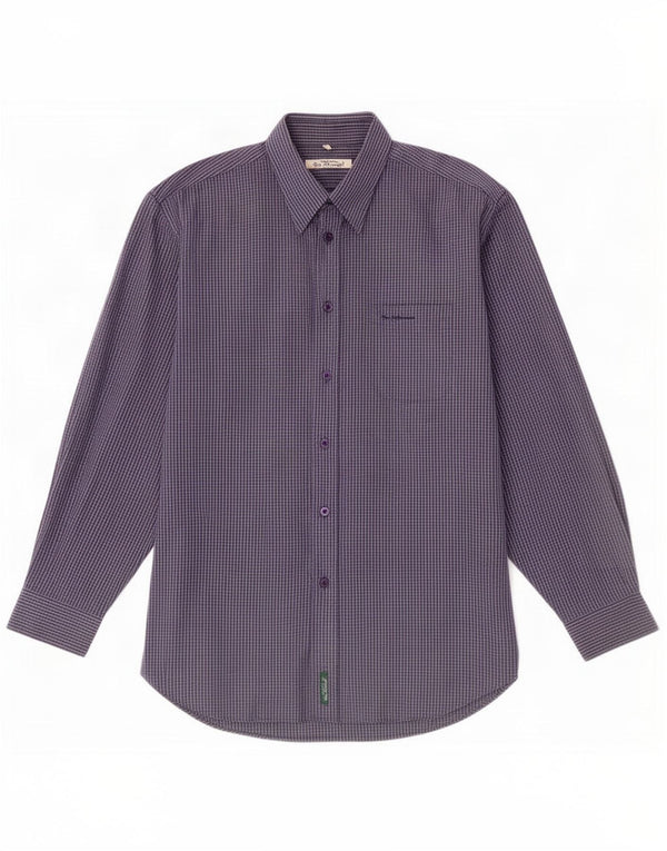 Ben Sherman Mens Shirt 4XL Navy Blue Check