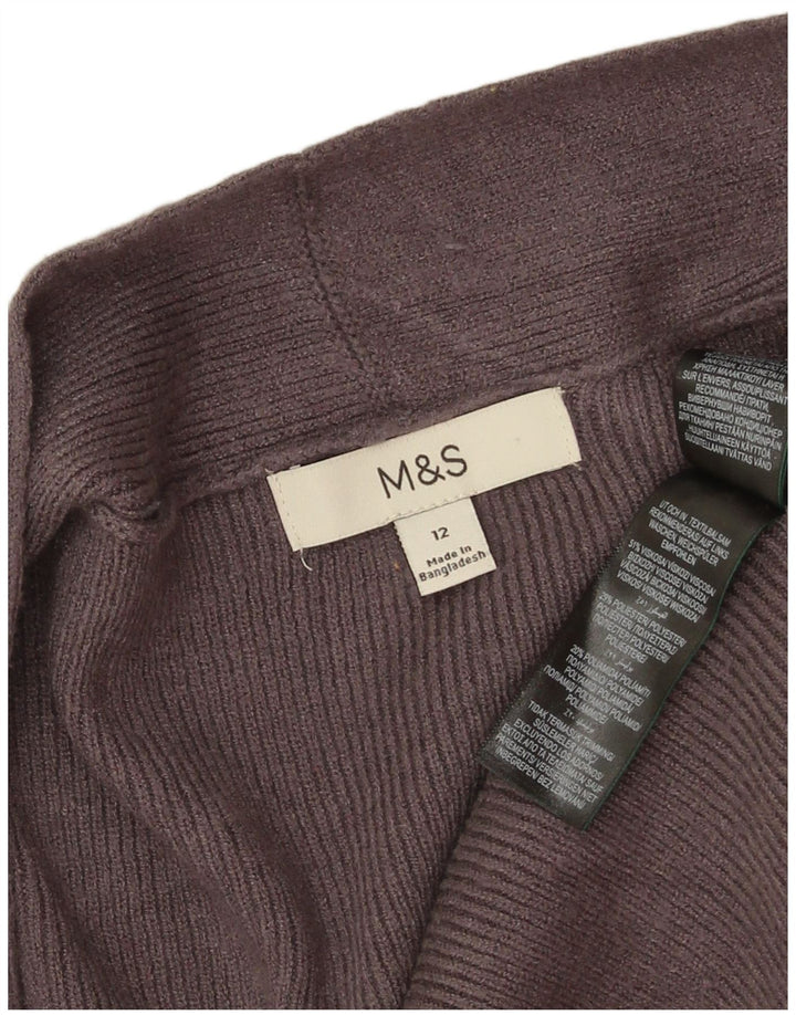 Marks & Spencer Womens Longline Open Cardigan Sweater UK 12 Medium Grey
