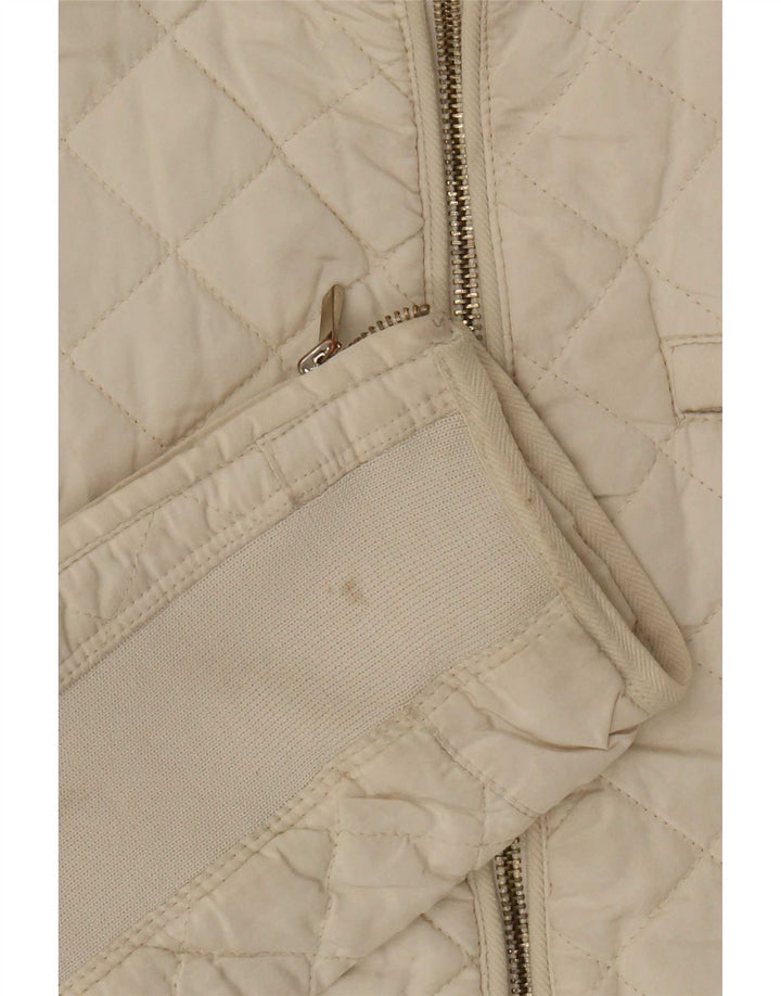 Zara Womens Quilted Jacket UK 12 Medium Off White