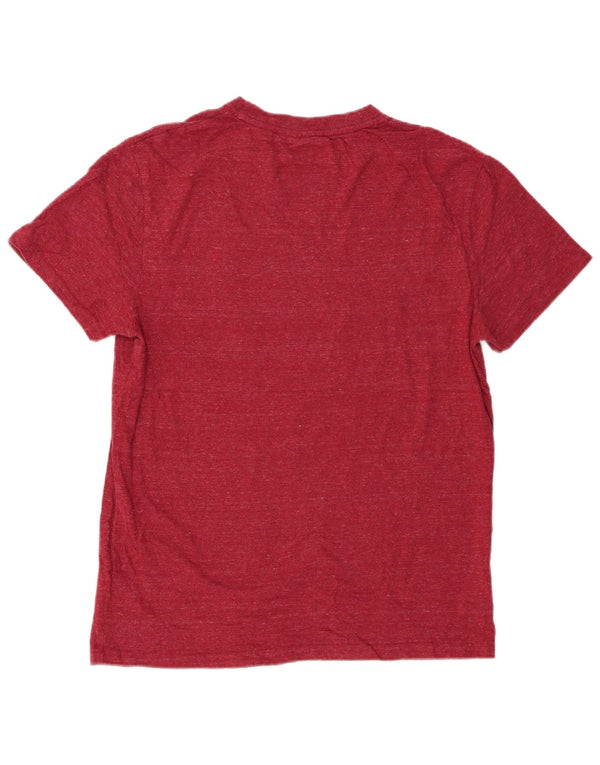 Superdry Mens T-Shirt Top Large Burgundy Flecked Cotton