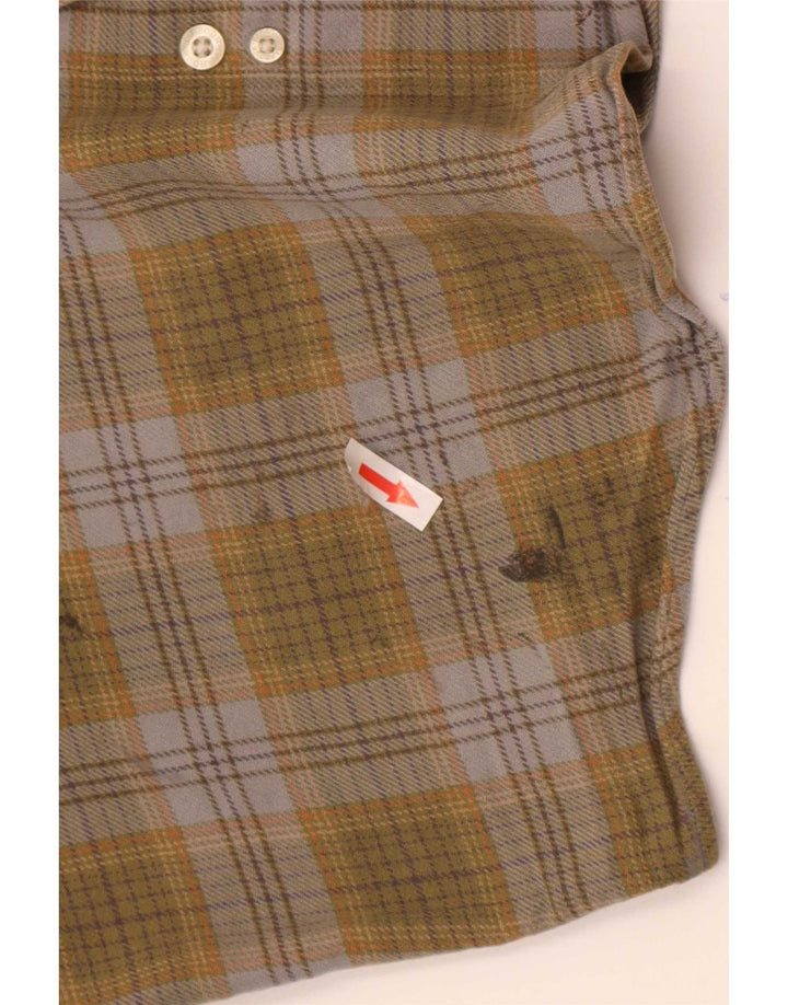 Barbour Mens Flannel Shirt Large Khaki Check Cotton