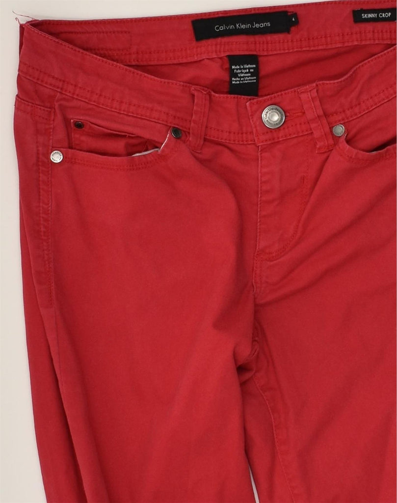 CALVIN KLEIN Womens Skinny Cropped Jeans US 4 Small W30 L25  Red Cotton | Vintage Calvin Klein | Thrift | Second-Hand Calvin Klein | Used Clothing | Messina Hembry 