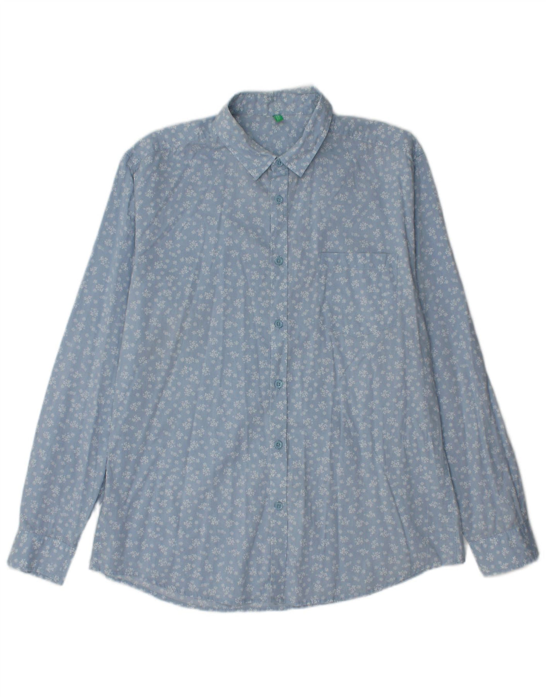 Benetton Mens Shirt Medium Blue Floral
