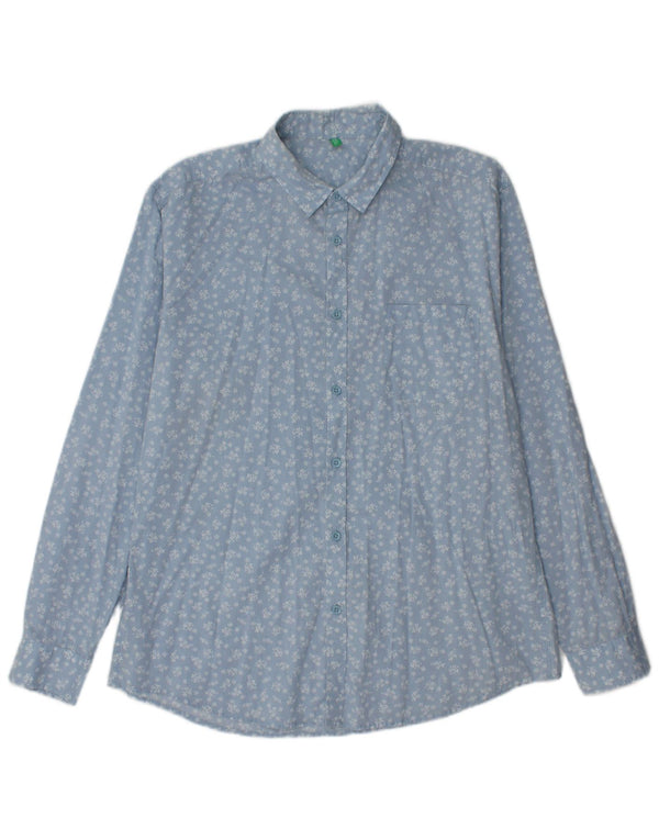 Benetton Mens Shirt Medium Blue Floral