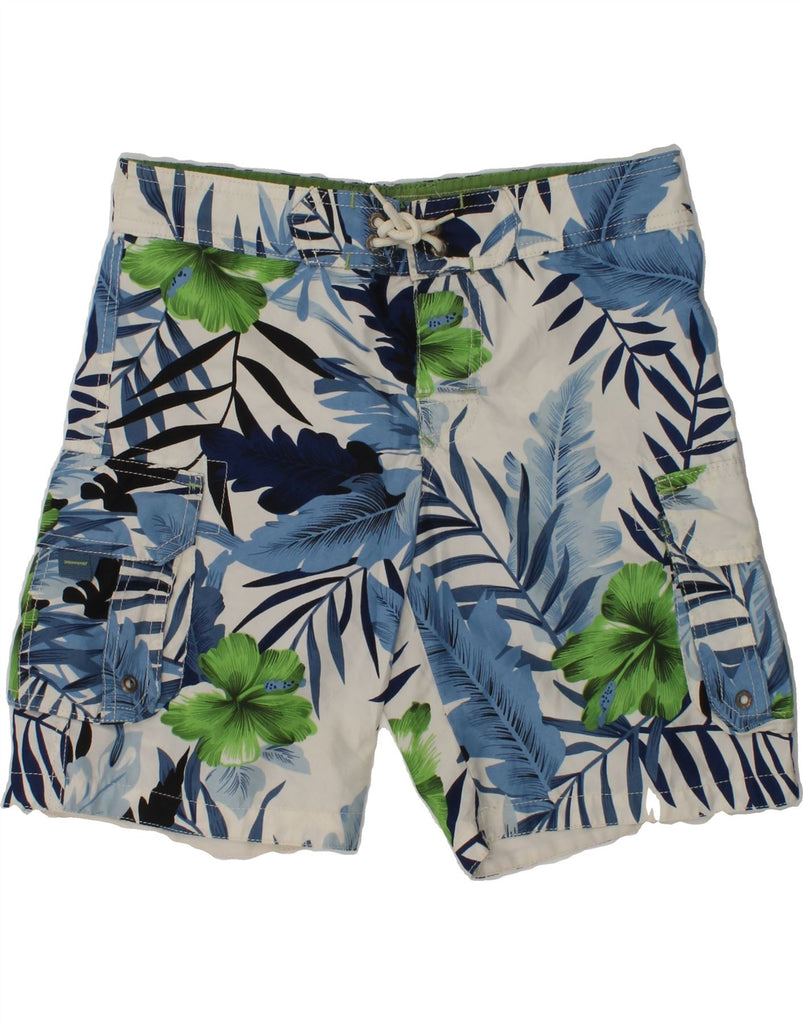 MASSIMO DUTTI Boys Graphic Swimming Shorts 7-8 Years Blue Floral Polyester | Vintage Massimo Dutti | Thrift | Second-Hand Massimo Dutti | Used Clothing | Messina Hembry 