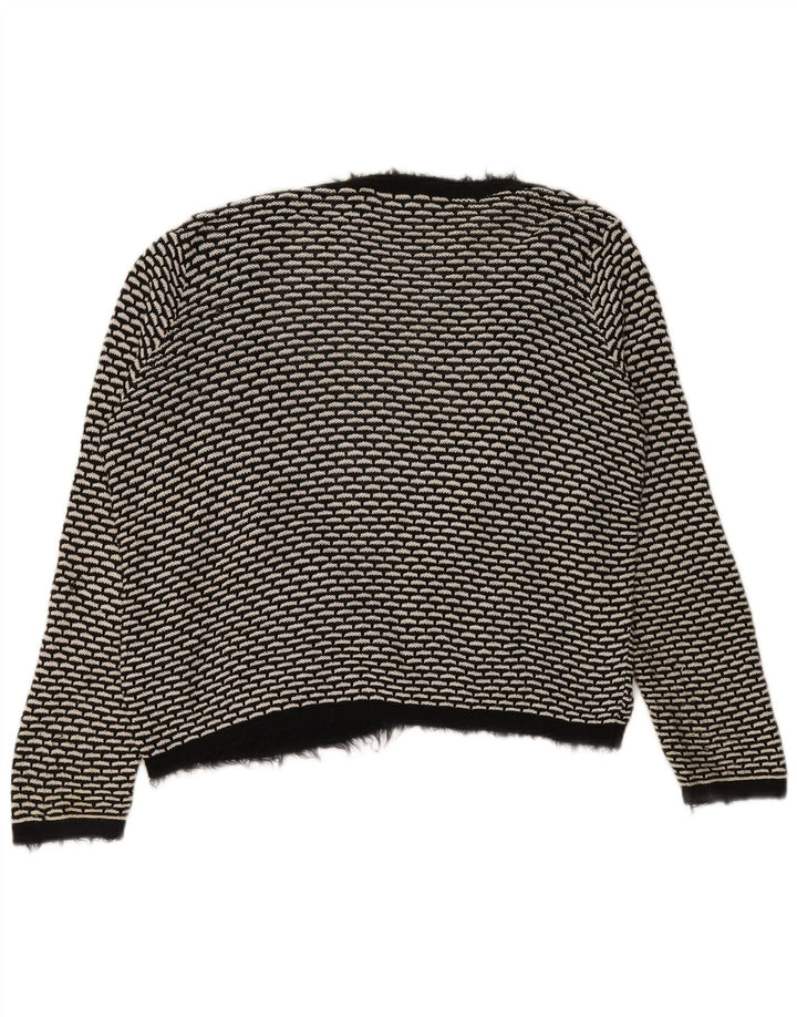 Marks & Spencer Womens Open Cardigan Sweater UK 14 Large Black Geometric