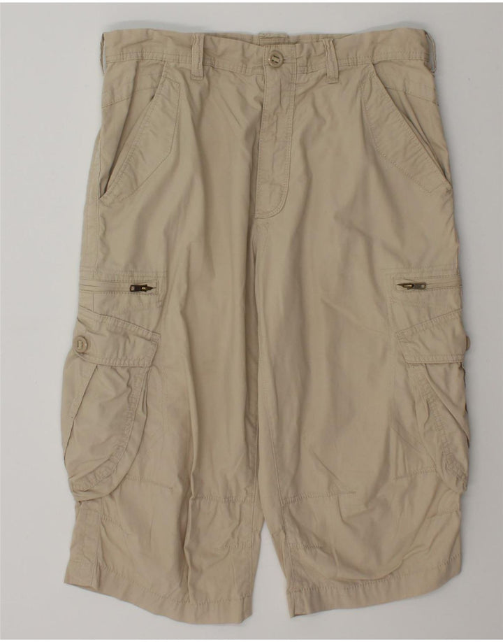 Marks & Spencer Mens Cargo Bermuda Shorts W34 Large Beige Cotton
