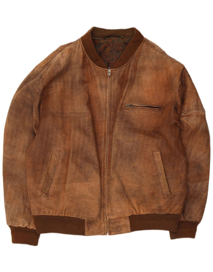 Vintage Mens Leather Jacket UK 42 XL Brown Leather
