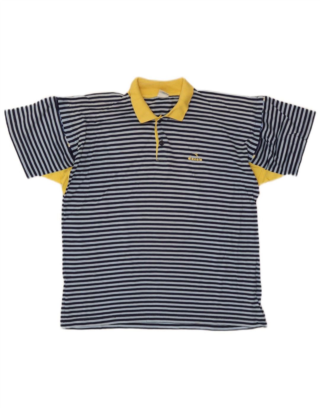 Diadora Mens Polo Shirt IT 48 Small Blue Striped