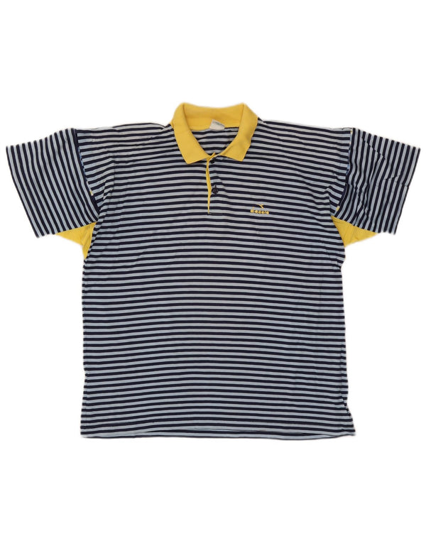 Diadora Mens Polo Shirt IT 48 Small Blue Striped