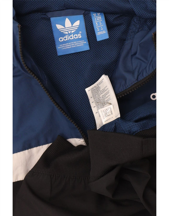 Adidas Mens Hooded Tracksuit Top Jacket Medium Blue Colourblock Polyester