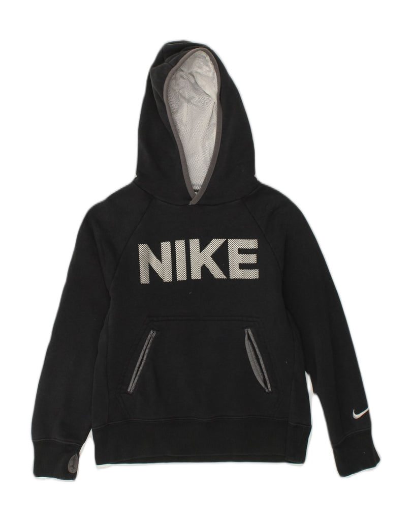 NIKE Boys Graphic Hoodie Jumper 8-9 Years Small Black Cotton | Vintage Nike | Thrift | Second-Hand Nike | Used Clothing | Messina Hembry 