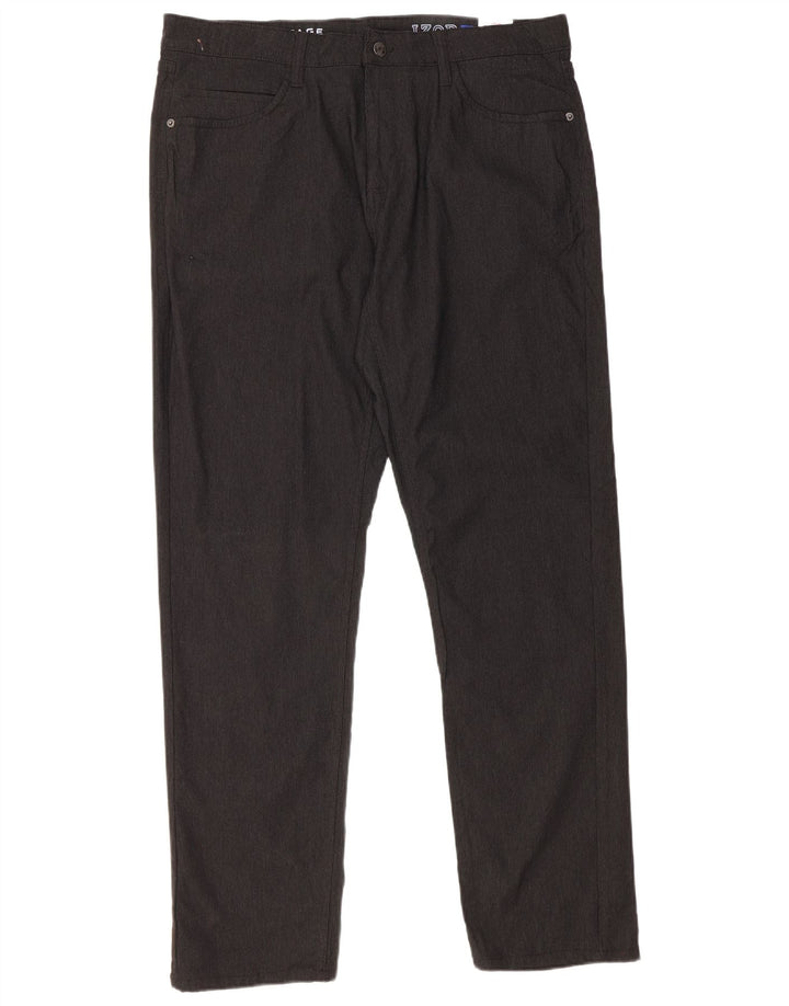 Izod Womens Straight Casual Trousers W36 L32 Black Rayon