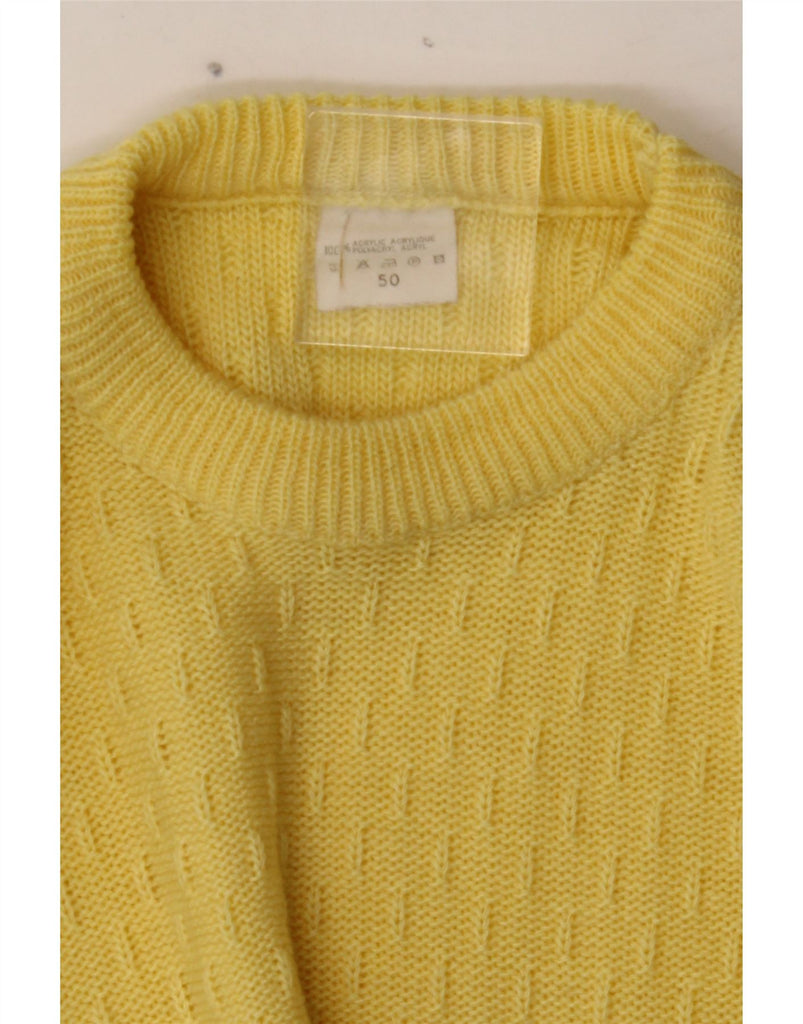 VINTAGE Mens Crew Neck Jumper Sweater IT 50 Medium Yellow Acrylic Vintage Vintage and Second-Hand Vintage from Messina Hembry 