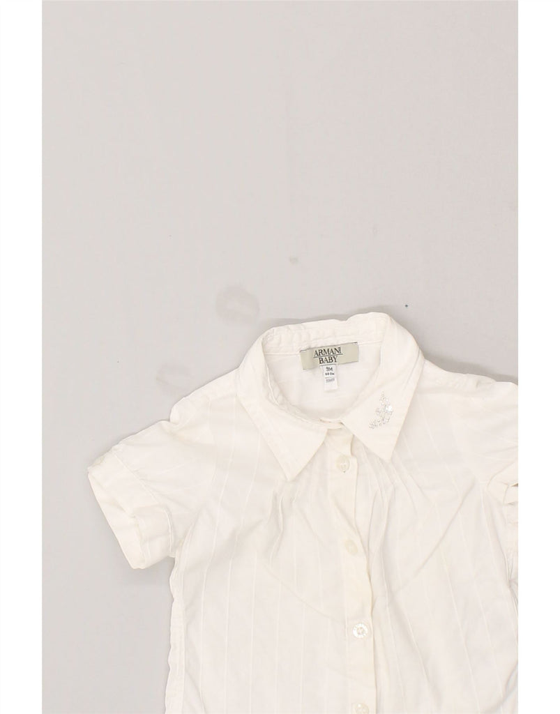 ARMANI BABY Baby Girls Short Sleeve Shirt 6-9 Months White Cotton | Vintage Armani Baby | Thrift | Second-Hand Armani Baby | Used Clothing | Messina Hembry 