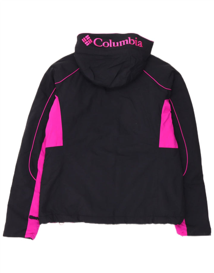 Columbia Womens Oversized Graphic Rain Jacket UK 18 XL Black Colourblock