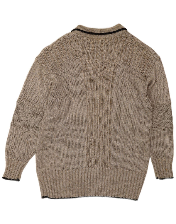Madeleine Womens Polo Neck Jumper Sweater IT 44/46 Large Beige Viscose