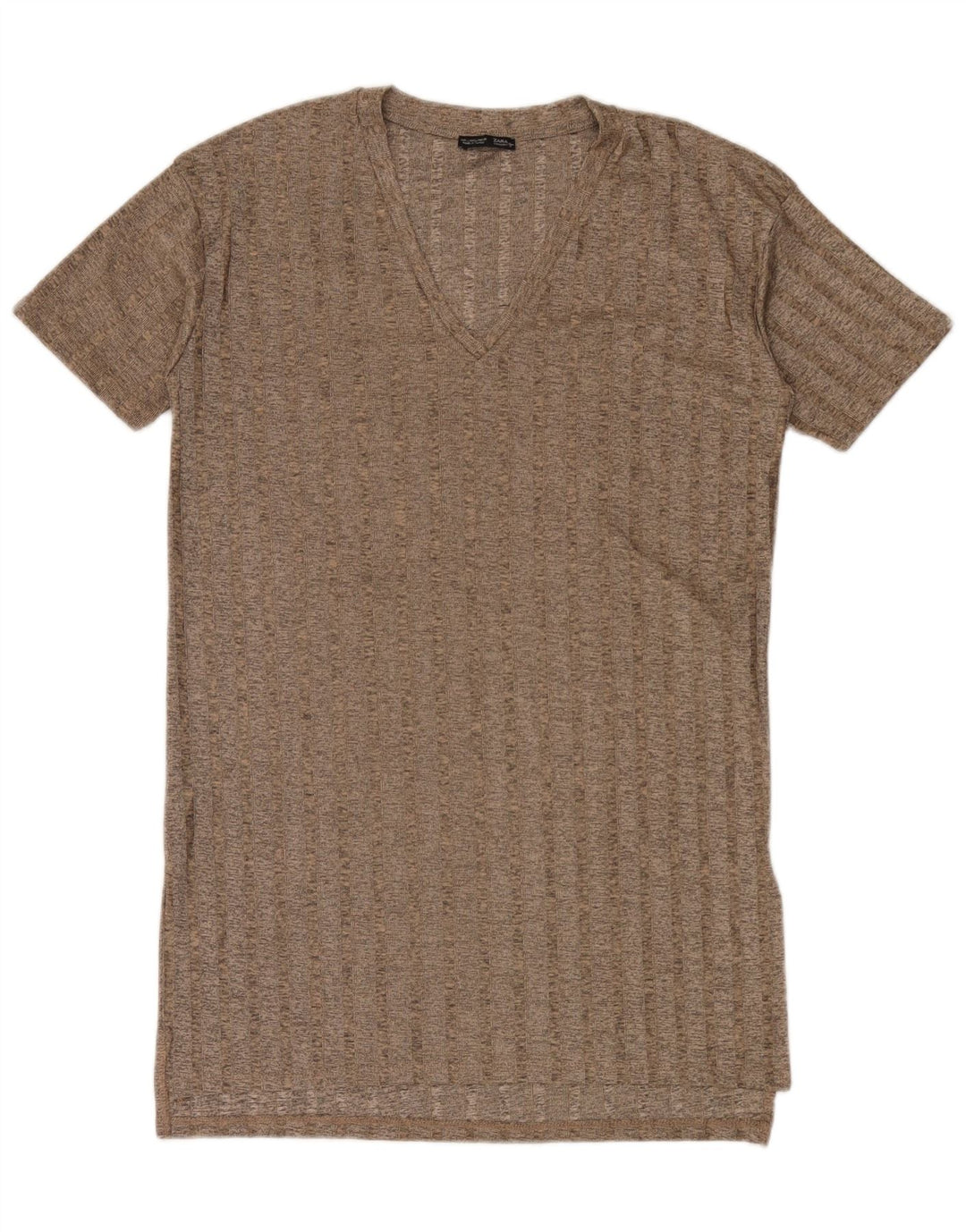 Zara Womens T-Shirt Dress UK 16 Large Brown Polyester