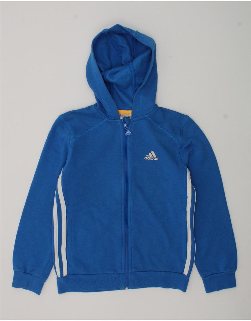 ADIDAS Boys Zip Hoodie Sweater 7-8 Years Blue Cotton | Vintage Adidas | Thrift | Second-Hand Adidas | Used Clothing | Messina Hembry 