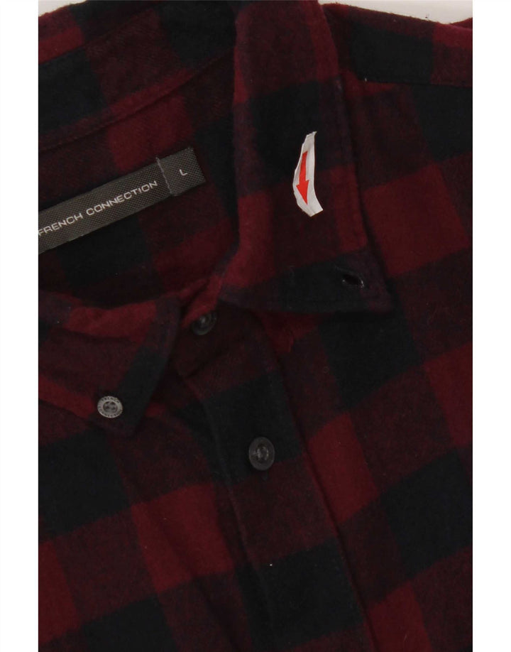 French Connection Mens Flannel Shirt Large Red Gingham