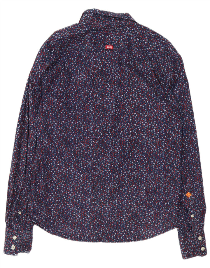 SUPERDRY Mens Shirt Large Navy Blue Floral
