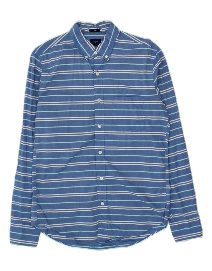 J. CREW Mens Slim Shirt Medium Blue Striped Cotton Vintage J. Crew and Second-Hand J. Crew from Messina Hembry 