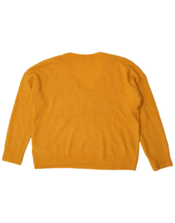 Gap Womens Oversized V-Neck Jumper Sweater UK 16 Large Yellow Acrylic