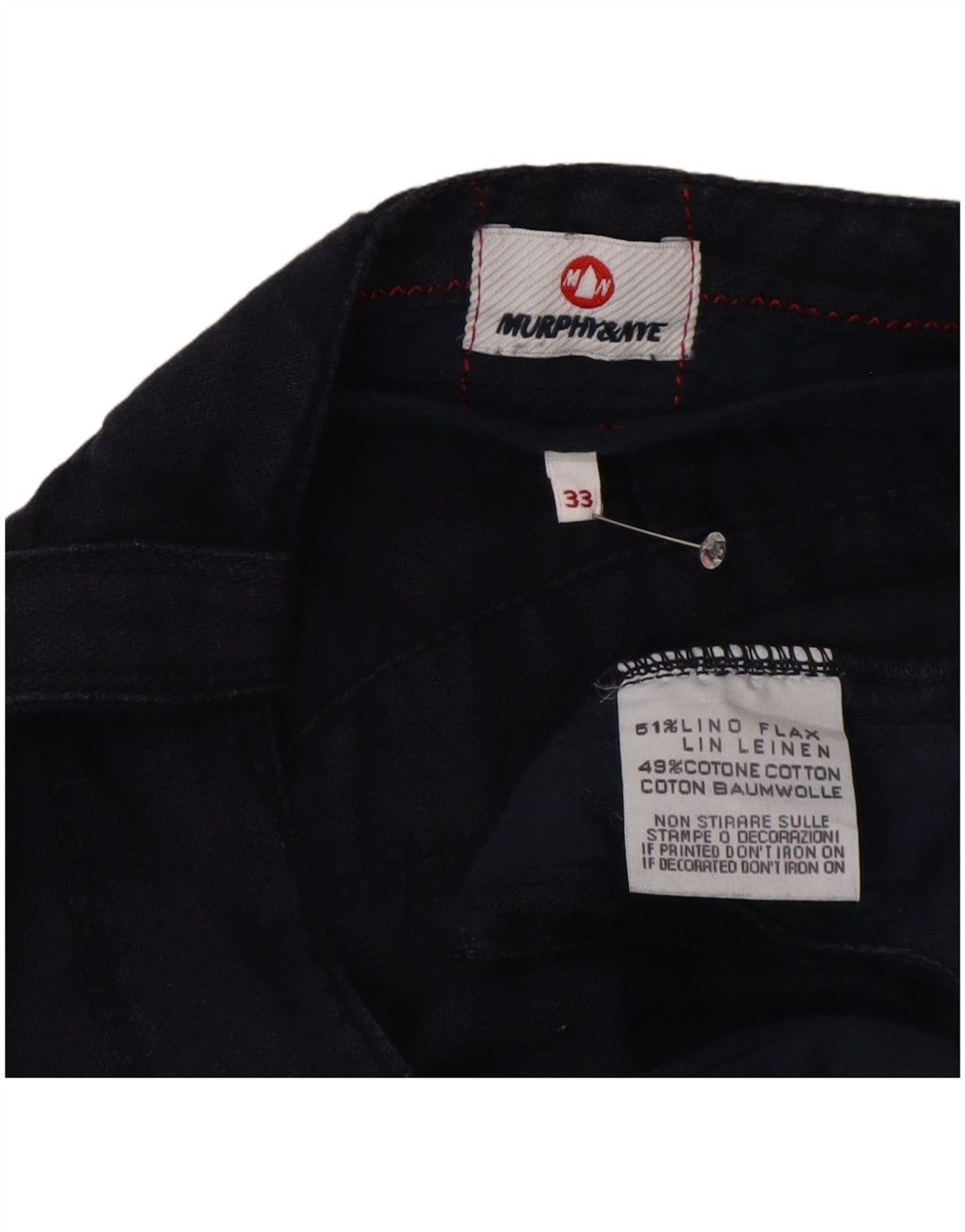 Murphy & Nye Mens Chino Shorts W33 Medium  Navy Blue Linen