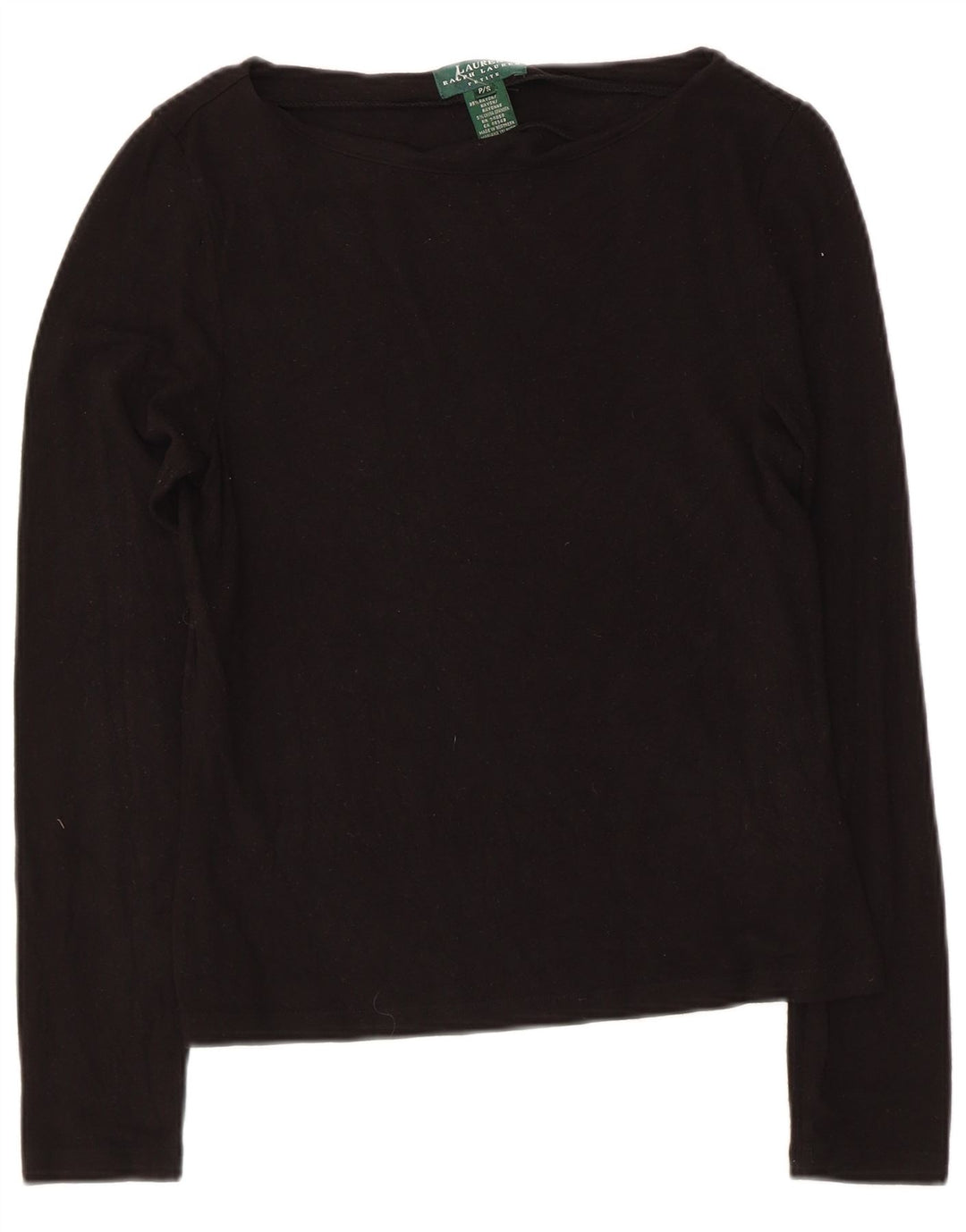 Ralph Lauren Womens Petite Top Long Sleeve UK 8 Small Black Rayon