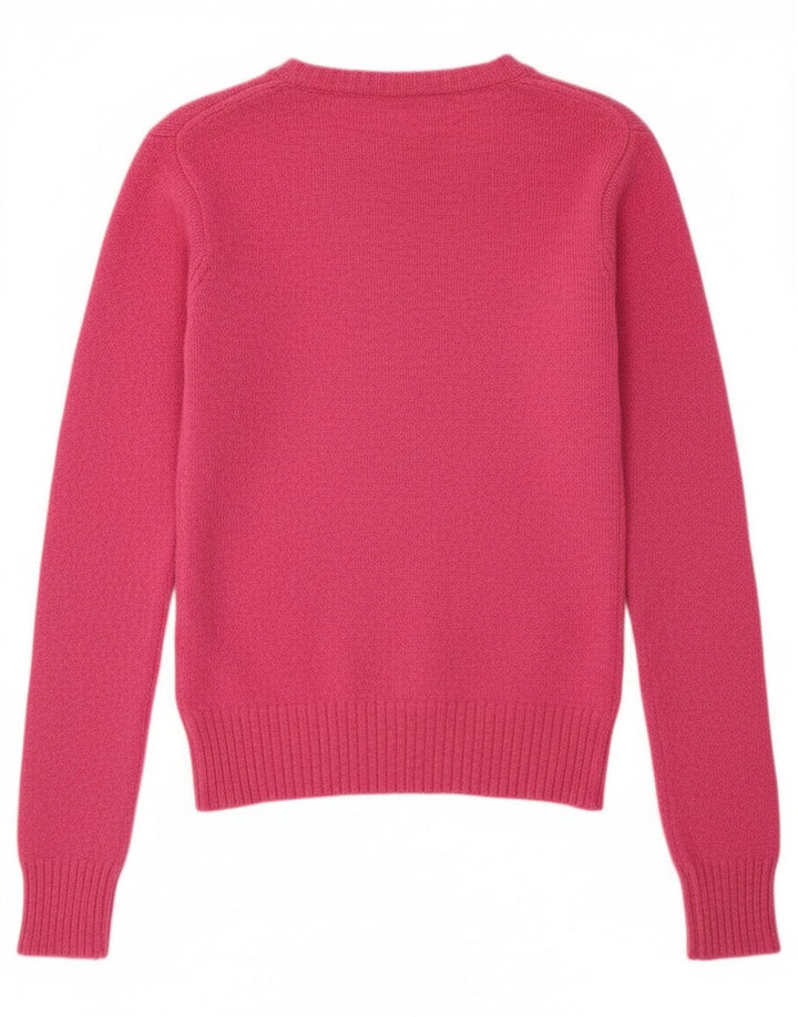 Benetton Womens Crew Neck Jumper Sweater UK 8 Small Pink