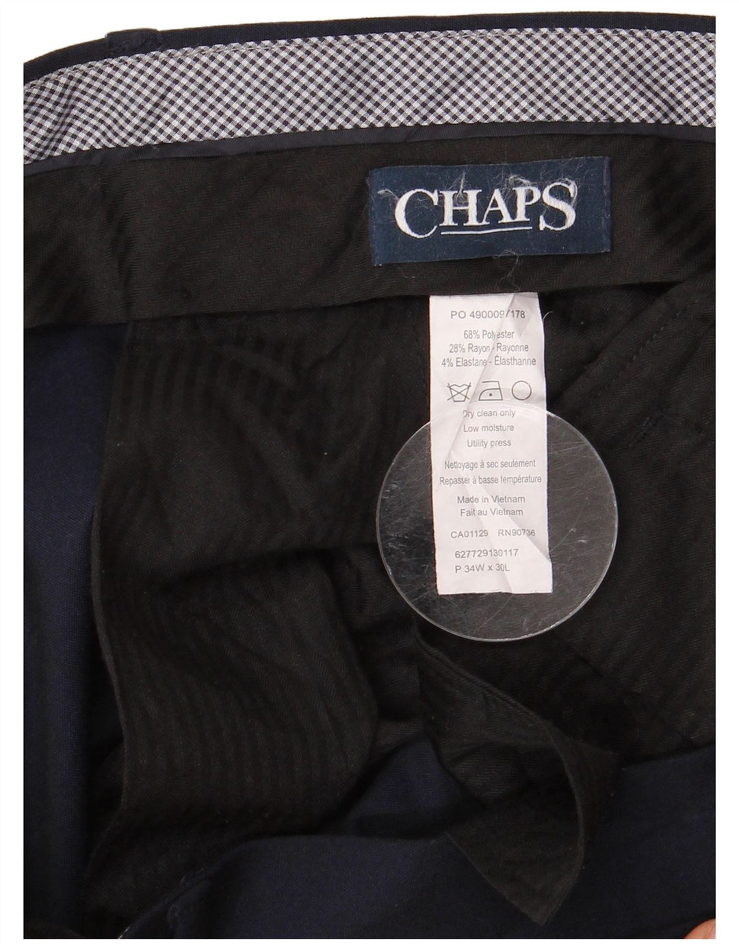 CHAPS Mens Straight Suit Trousers W34 L30 Navy Blue Polyester