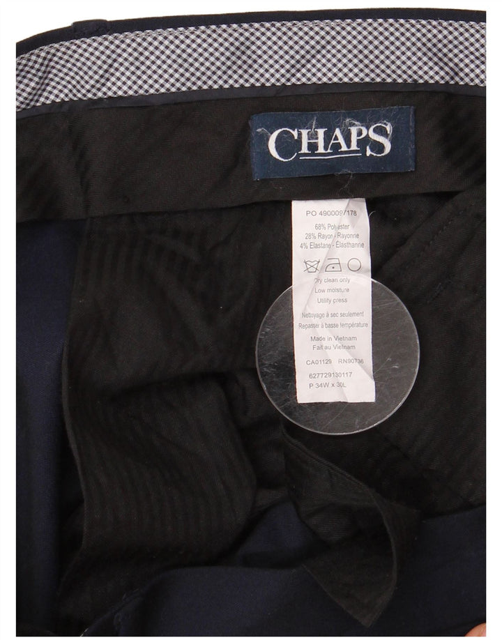 CHAPS Mens Straight Suit Trousers W34 L30 Navy Blue Polyester