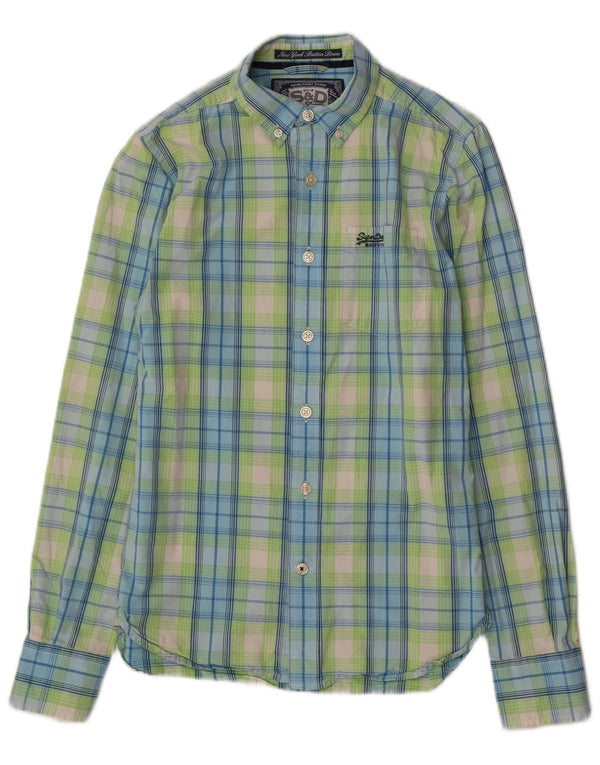 Superdry Mens Shirt Small Green Check Cotton