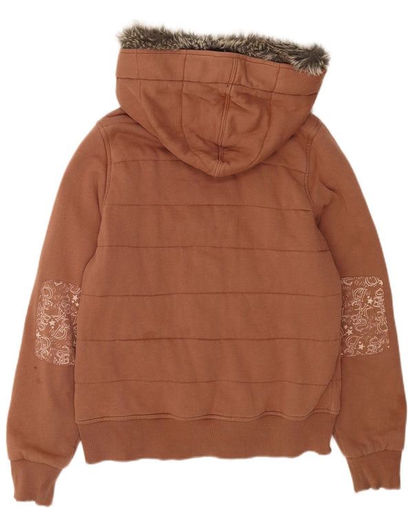 Dickies Girls Graphic Zip Hoodie Sweater 10-11 Years Medium Brown Cotton