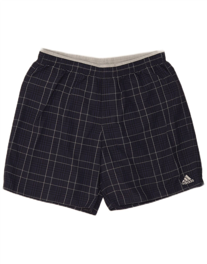 Adidas Mens Sport Shorts Large  Navy Blue Check Polyamide