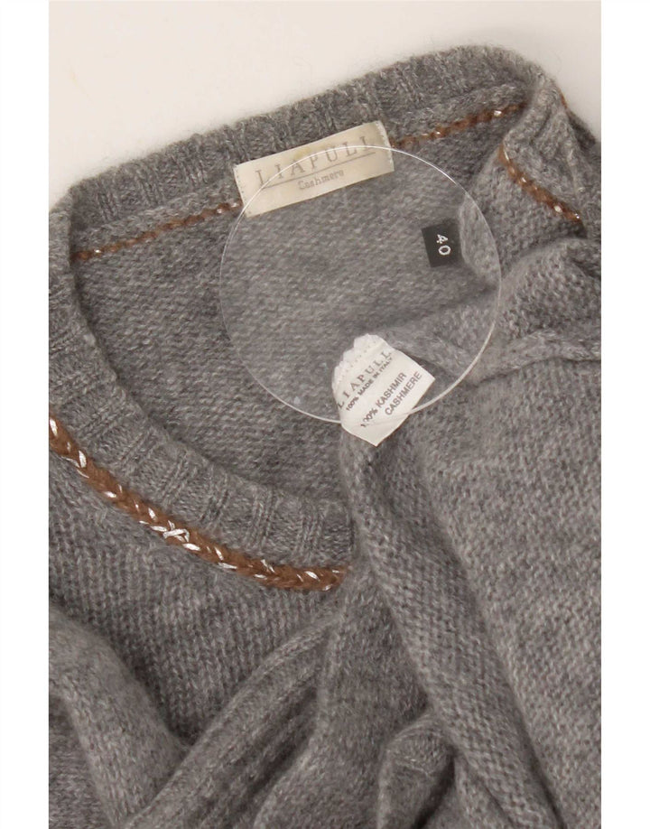 Liapull Womens Crew Neck Jumper Sweater IT 40 Small Grey Cashmere