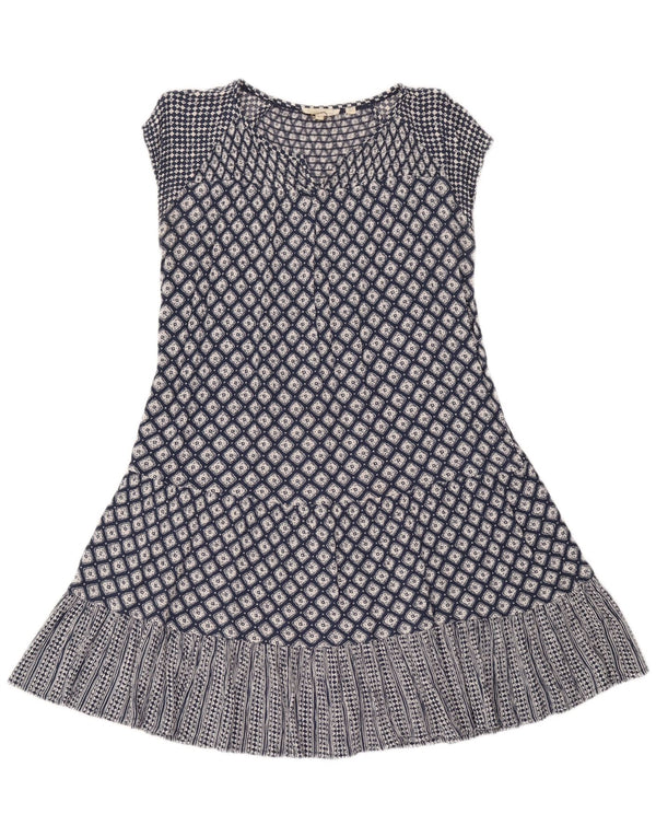 Fat Face Womens A-Line Dress UK 10 Small Navy Blue Geometric Viscose