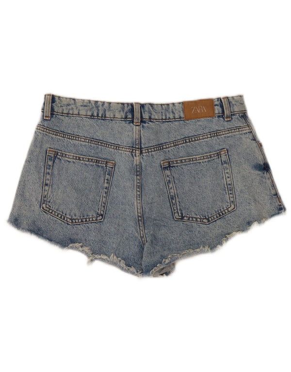 Zara Womens Distressed Denim Shorts EU 42 Large W32  Blue